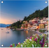 Tuinposters Italië - Zonsondergang - Meer - 50x50 cm - Tuindoek - Buitenposter