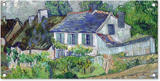Tuinposter Huis in Auvers - Vincent van Gogh - 80x40 cm - Wanddecoratie Buiten - Tuinposter - Tuindoek - Schuttingposter - Tuinschilderij