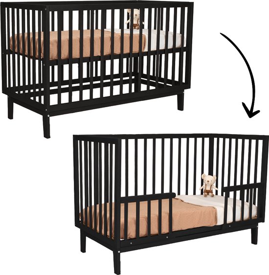 Novi at Home Lauren Doorgroeiledikant - Babybedje 60x120 cm - Zwart - Baby bed met verstelbaar bodem