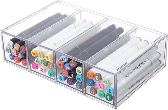 Grote bureau-organizer, 34 x 25 x 33 cm, 6 stuks, bureauladebox, vrij stapelbaar, opslag voor kantoorbenodigdheden, sieraden, pennen