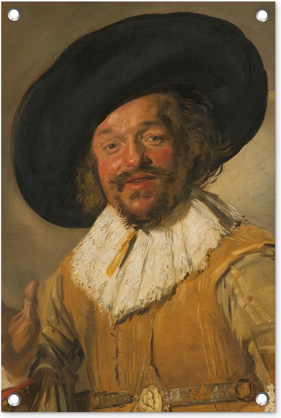 Tuindecoratie De vrolijke drinker - Schilderij van Frans Hals - 40x60 cm - Tuinposter - Tuindoek - Buitenposter