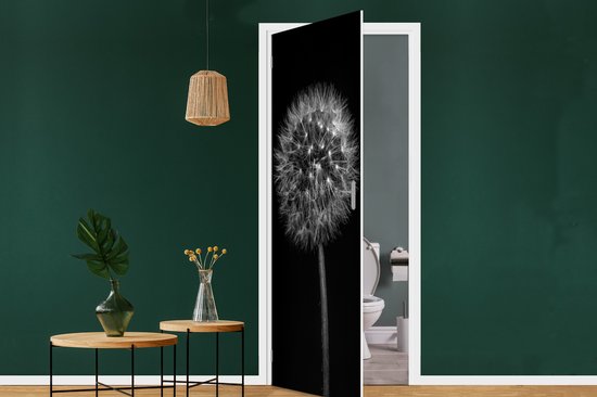 Sticker de porte Pissenlit - Zwart - Fleurs - Botanique - 90x235 cm - Poster de porte