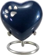 Honden urn van aluminium "hart op standaard" blauw