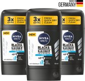 Nivea Men Fresh Invisible Black & White Deodorant - 3x50 ml - 5 Voudig Werking - 0% Alcohol - Nivea Deodorants - Deodorant Man Voordeelverpakking