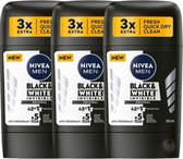 Déodorant Original Nivea Men Invisible on Black & White - 3 x 50 ml - effet 5 fois - 0% Alcohol - Déodorants Nivea - Deodorant Man Value Pack