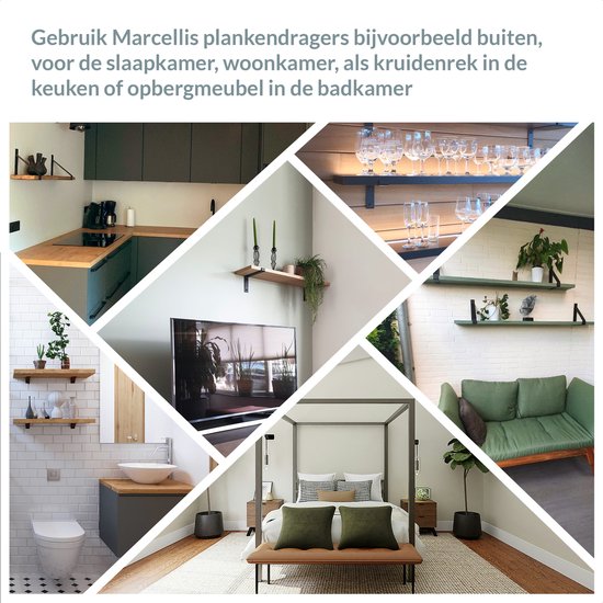 Marcellis - Support d'étagère industriel - Pour étagère 15cm - blanc mat - acier - matériel de montage + embout de vis inclus - type 4