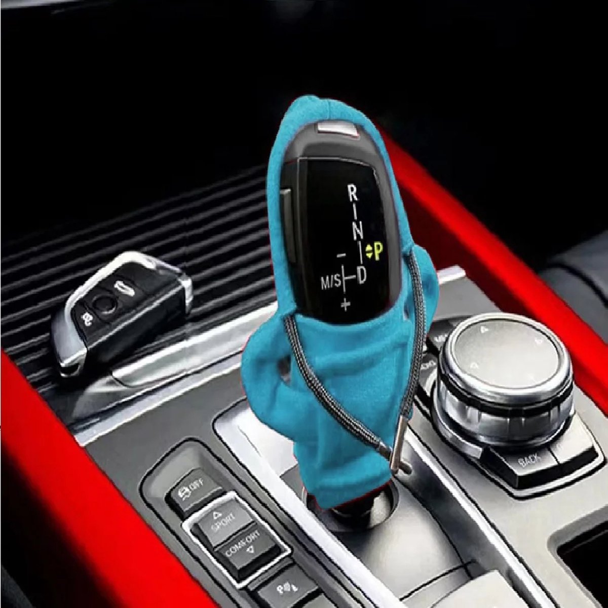Sara Shop - Auto-accessoires beschermhoezen - versnellingspook hoes - -Interieur upgrade set - pookknop - auto versnellingspook hoodie - Blauw