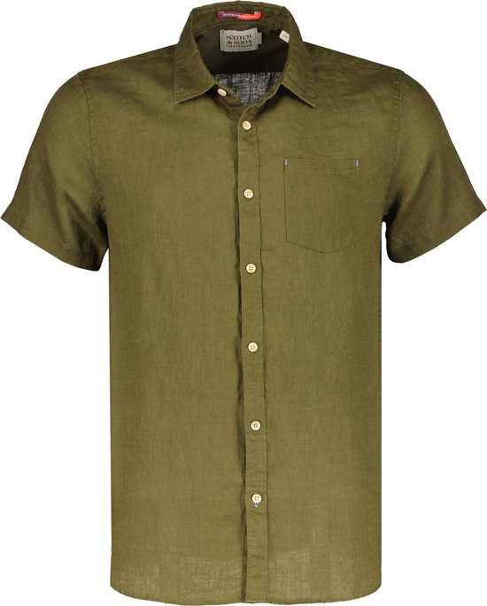 Scotch & Soda Short sleeve linen shirt Heren Overhemd - Maat L