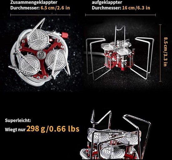 tent kachel / Draagbare Lichtgewicht - camping gas stove Portable collapsible, ‎8.8 x 8.8 x 8.5 cm — afbeelding 4