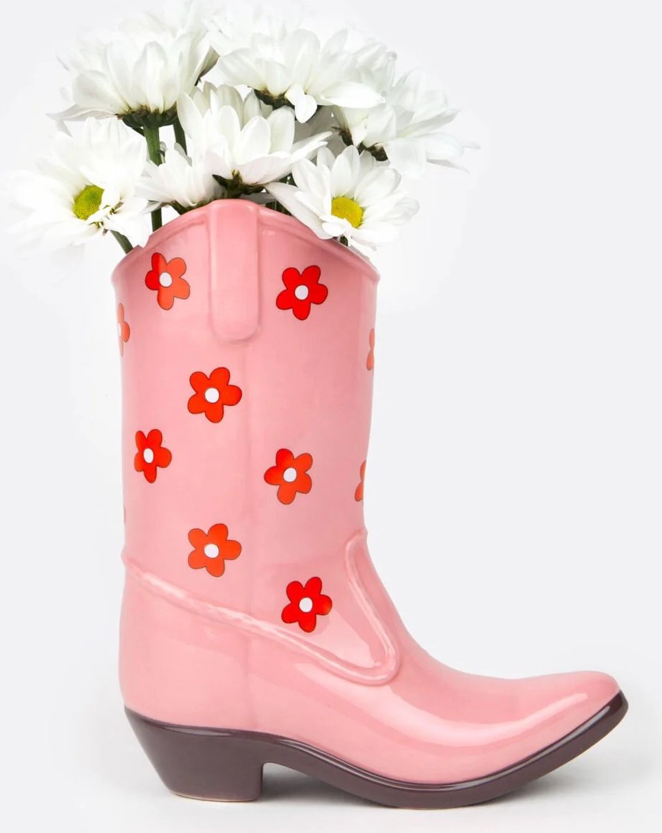 DOIY - Vaas Rodeo Cowboy Boot - roze - keramiek
