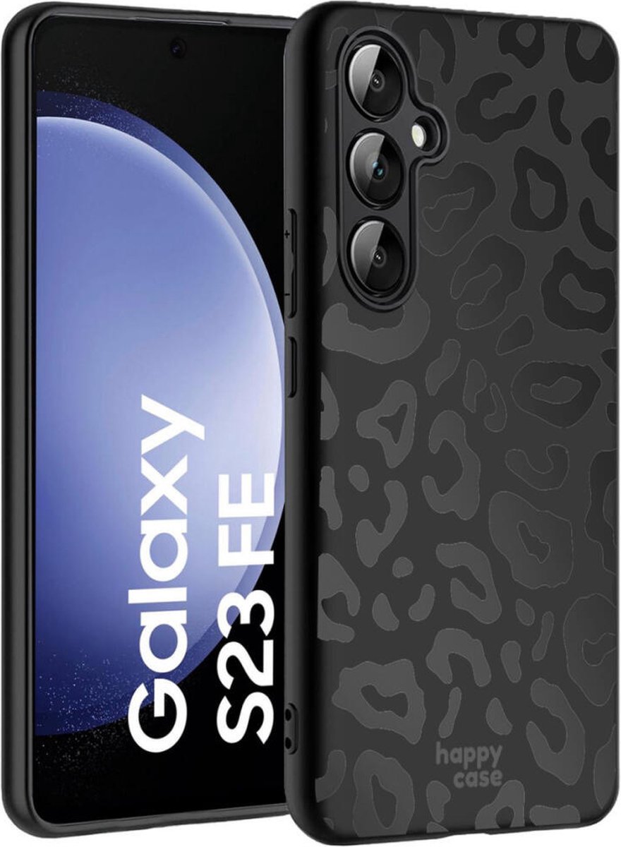 HappyCase Hoesje met leuke Luipaard Zwart Print Geschikt voor Samsung Galaxy S23 FE | Flexibel TPU | Stijlvolle Back Cover