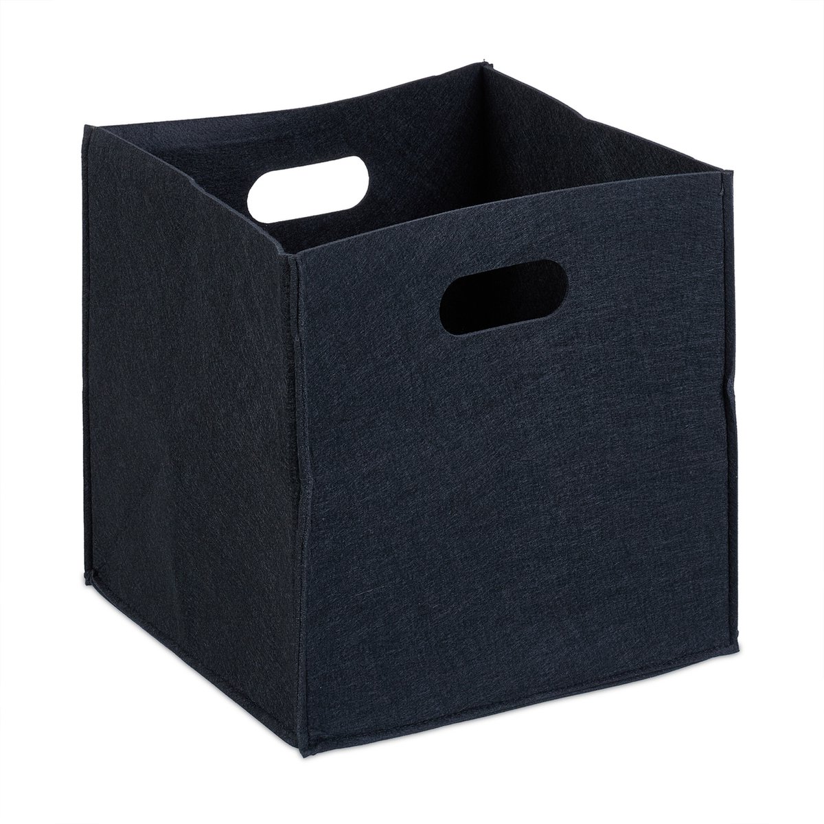 viltmand - 30 x 30 x 30 cm - vierkant - vouwbaar - met 2 handgrepen - zwart