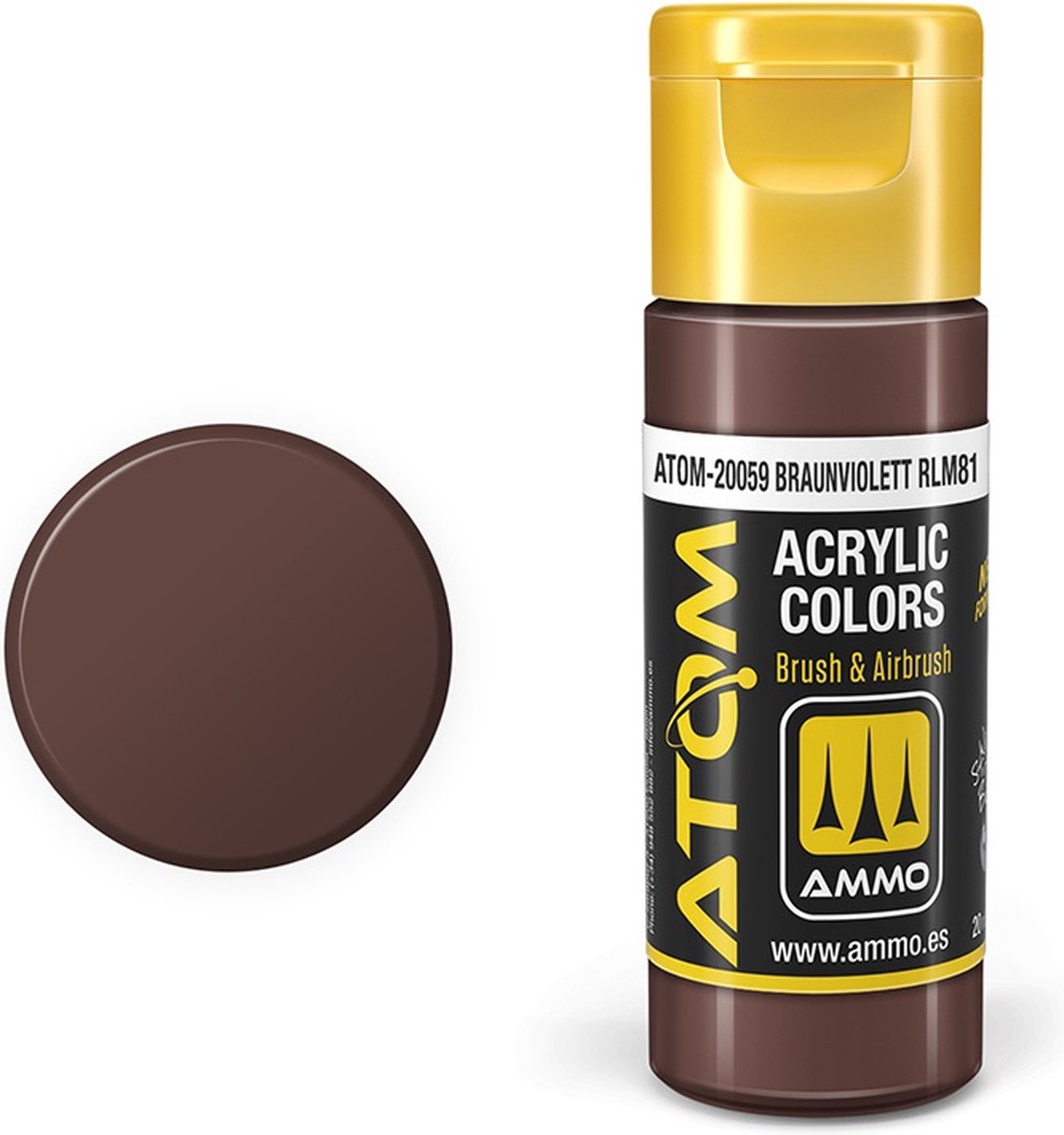 AMMO by Mig Jimenez Hobbyverf Acrylverf - MIG 20059 ATOM - Braunviolett RLM81 - Acryl - 20ml Verf flesje - 20 ml