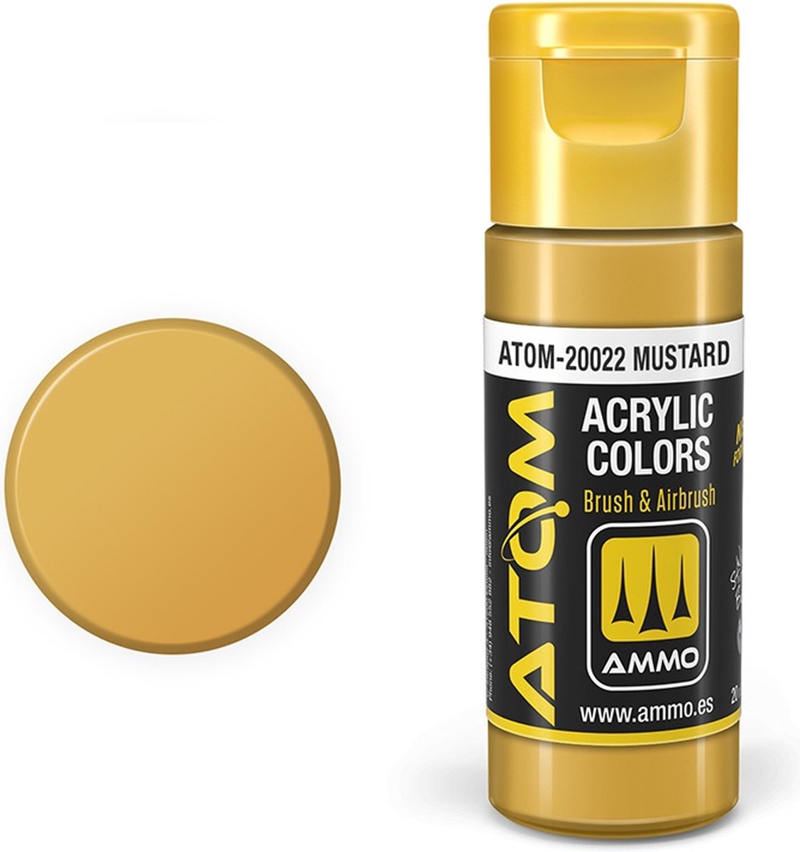 AMMO by Mig Jimenez Hobbyverf Acrylverf - MIG 20022 ATOM - Mustard - Acryl - 20ml Verf flesje - 20 ml