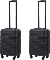 BlockTravel kofferset 2 delig ABS handbagage met wielen afneembaar 29 liter - inbouw TSA slot - lichtgewicht - zwart