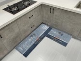 Keukenmat wasbaar antislip keukenloper keukentapijt 2-delige keukenmatten met schuifsticker duurzaam comfort onderhoudsvriendelijk 40 x 60 + 40 x 120 cm
