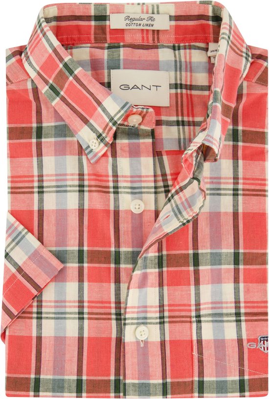 Gant casual overhemd korte mouw roze