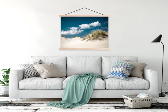 Posterhanger incl. Poster 150x100 cm - Schoolplaat - Strand - Duinen - Gras - Textielposter - Blanke latten