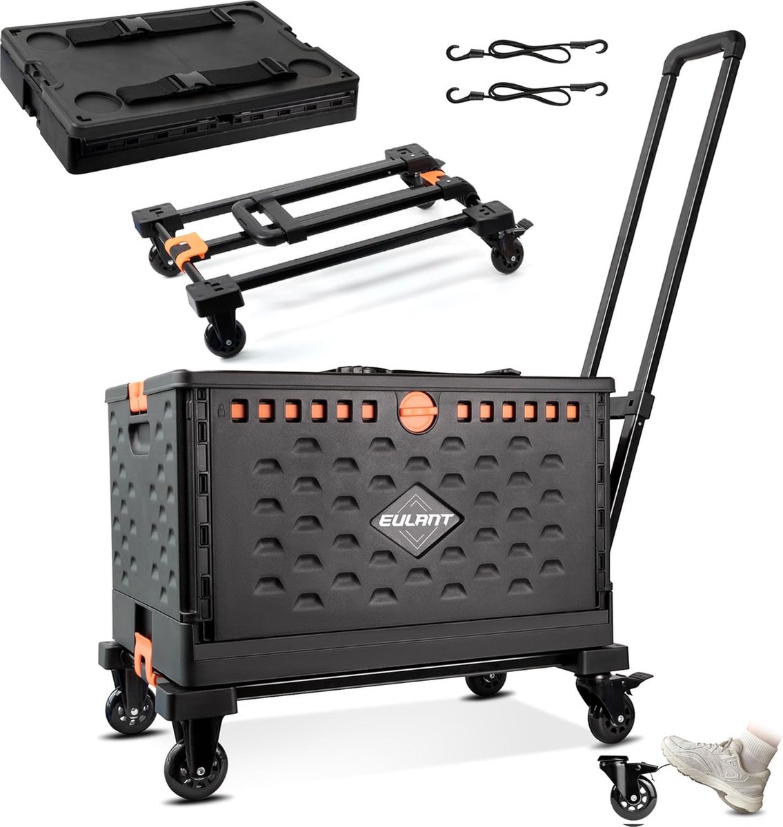 Boodschappentrolley met Wielen - Opvouwbaar - Afneembare Boodschappentas - Boodschappenwagen
