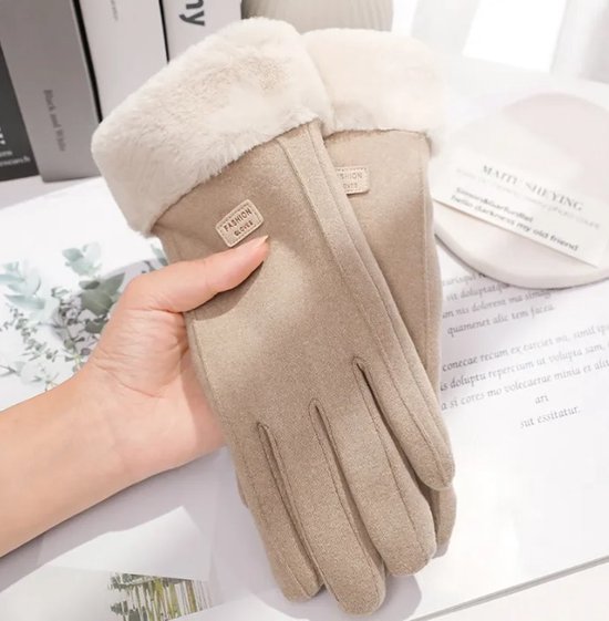 Dames Winter Dikke Pluche Warm Suede Touchscreen Handschoenen
