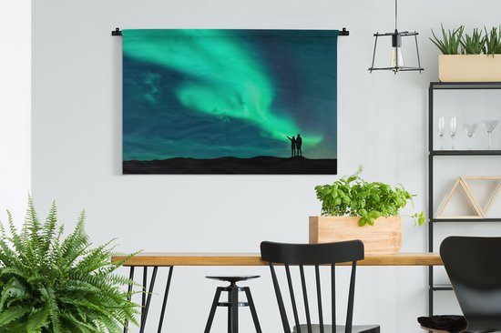 Tapisserie murale - Tissu mural - Aurores boréales - Ombre - Norvège - 120 x 80 cm