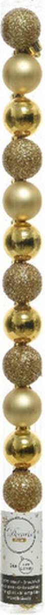 Decoris Kleine kerstballen - 14x stuks - goud - 3 cm - kunststof - onbreekbaar