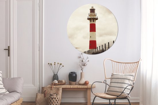 Wall Circle - Wall Circle - Tirage photo phare sépia - Aluminium - ⌀ 120 cm - Intérieur et Extérieur XXL