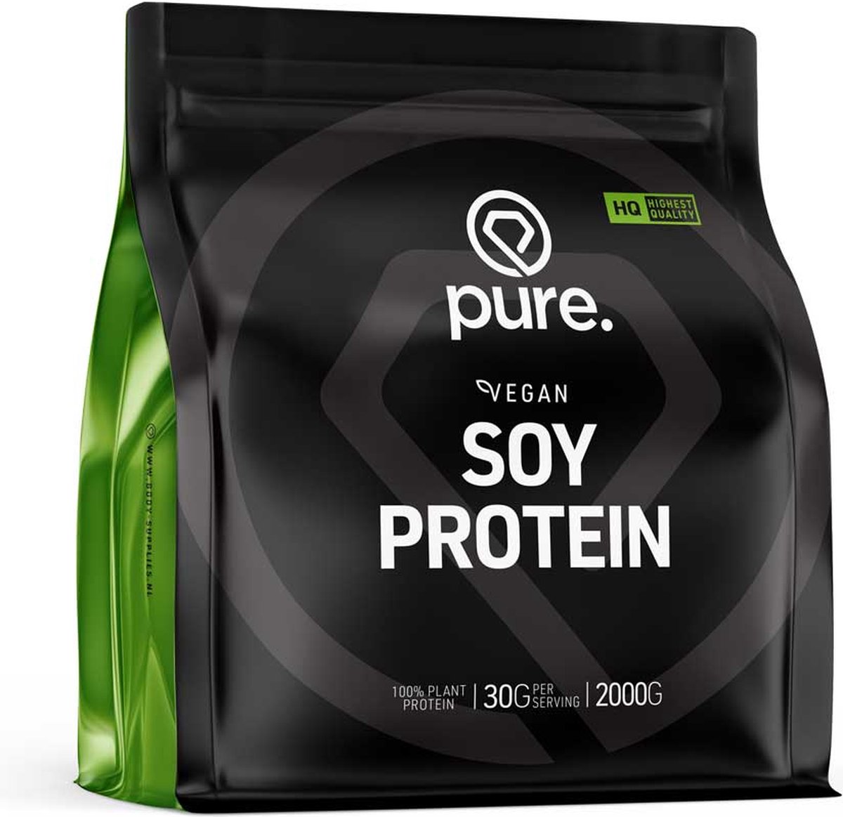 Goedkoopste Pure. Soy Protein - Chocolade - 2000gr - hoogwaardige soja eiwit - 26g eiwit per portie - vegan - plantaardig eiwitpoeder