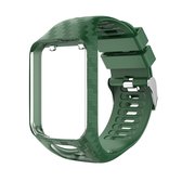 Carbon Look Bandje Groen voor TomTom Smartwatch – Horlogeband voor Spark 2 3 Runner 2 3 – Green