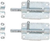 Deltafix schuifslot/plaatgrendel - 2x - 8 x 5cm - verzinkt staal - deur - schutting - hek
