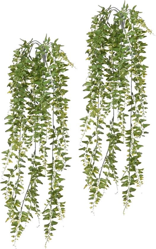 Louis Maes kunstplanten - 2x - Boston varen - groen - hangende takken bos van 60 cm - hangplant