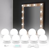 ROBBE - Hollywood spiegellampen - spiegelverlichting - make up spiegellamp - 10 dimbare LED lampen - 3 lichtstanden
