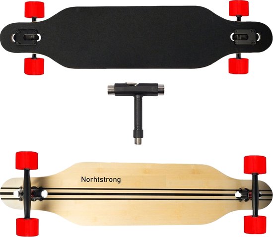 Foto: Longboard 104 cm northstrong zwart rode wielen