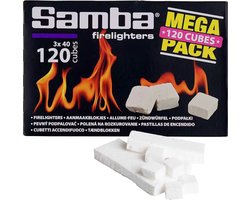 Samba Witte Kerosine Aanmaakblokjes - 120 Stuks voor BBQ/Vuur