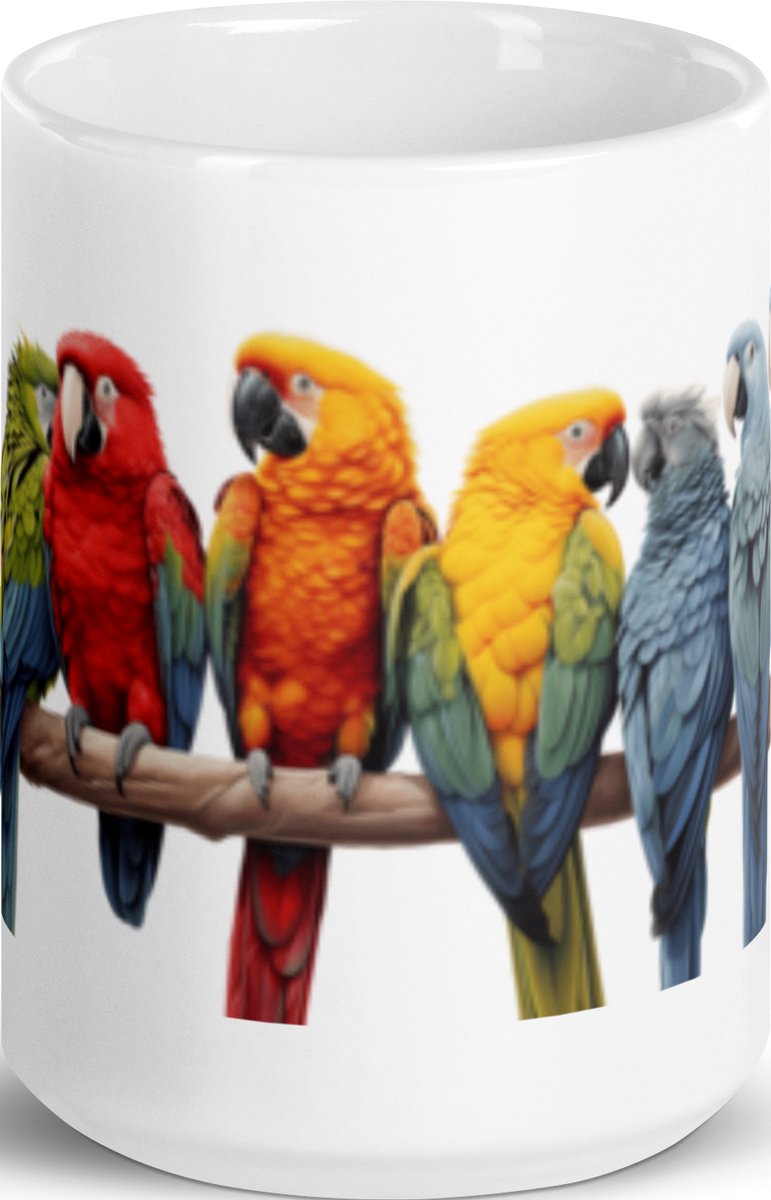 Tropical Birds - Koffie & Thee Mok 443 ml| koffiemok cadeau| | Theemok cadeau| Mok cadeau| Koffie Beker| Thee Beker| Koffie Kop| Thee Kop| Tropische Vogels Mok| Vogel Mok| Dieren Mok
