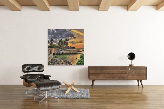 Peinture sur toile - Paysages - Coucher de soleil - 100x100x2 cm
