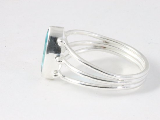 Bague ajourée en argent avec topaze bleue - taille 16
