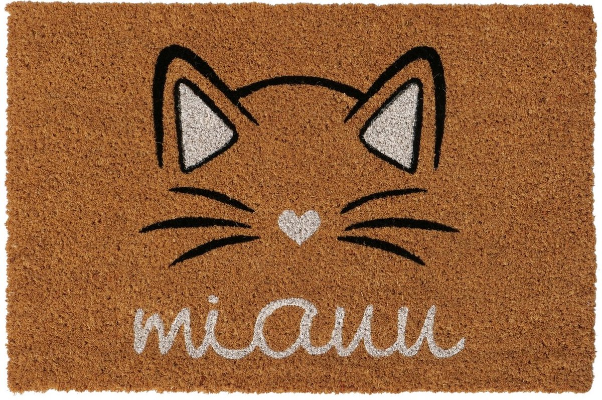 Boltze - Deurmat - Poes - Kokosmat - Miauw . 40x60cm