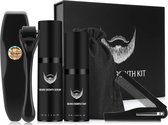 Kit de croissance de barbe P&P Goods - Peigne à barbe - Rouleau à barbe - Huile de barbe à barbe - Baume à barbe - Shampoing à barbe - Version Pro