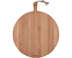 Bowls and Dishes | Puur Hout | Duurzaam | Beuken Borrelplank XXL | Tapasplank | Serveerplank rond | Pizzaplank Ø 50 x 2 cm