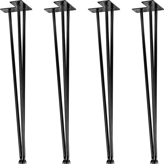 Tafelpoten - Meubelpoten - Hairpin poten - Meubelpoten set van 4 - 7 kg - 4 stuks - Staal - Zwart - 60 cm
