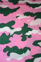 Zijde met textuur en roze en groene camouflageprint 1 meter - modestoffen voor naaien - stoffen Stoffenboetiek