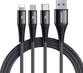 Câble de charge Joyroom 3-en-1 1,2 m - Lightning, Type-C et micro-USB - Zwart
