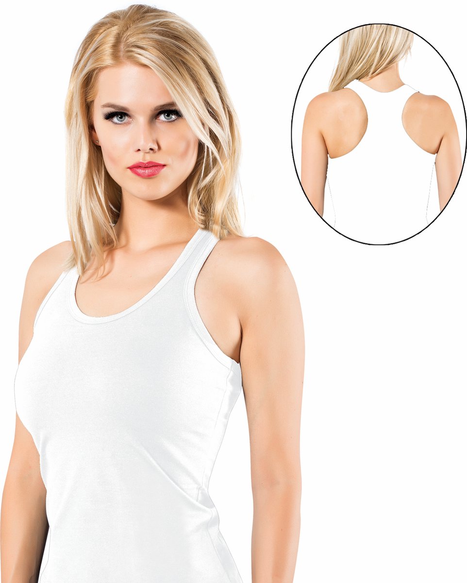 3 pack Dames Halterhemd-Katoen-Wit-Maat XL