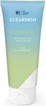 Dr. van der Hoog ClearSkin Face Wash, een tube gezichtsreiniger met blauwgroene gradiënt.