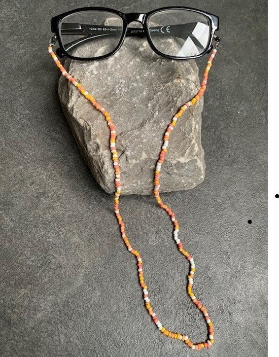 Trendy brillenkoord - kralen - geel / oranje - handmade with love - uniek - gifts - brillenketting
