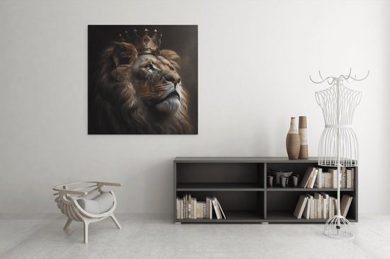 Canvas Schilderij - Dieren - Leeuwenkoning - Vierkant - Wanddecoratie