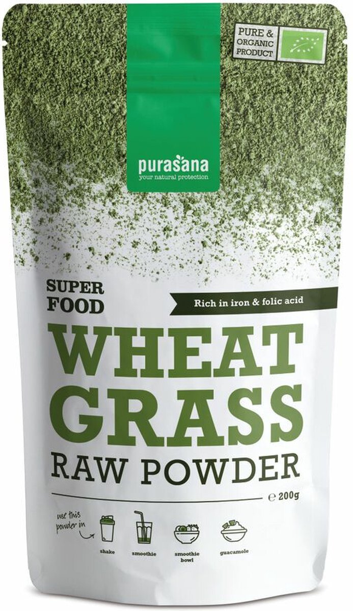 Goedkoopste Purasana Tarwegras poeder vegan bio 200 Gram