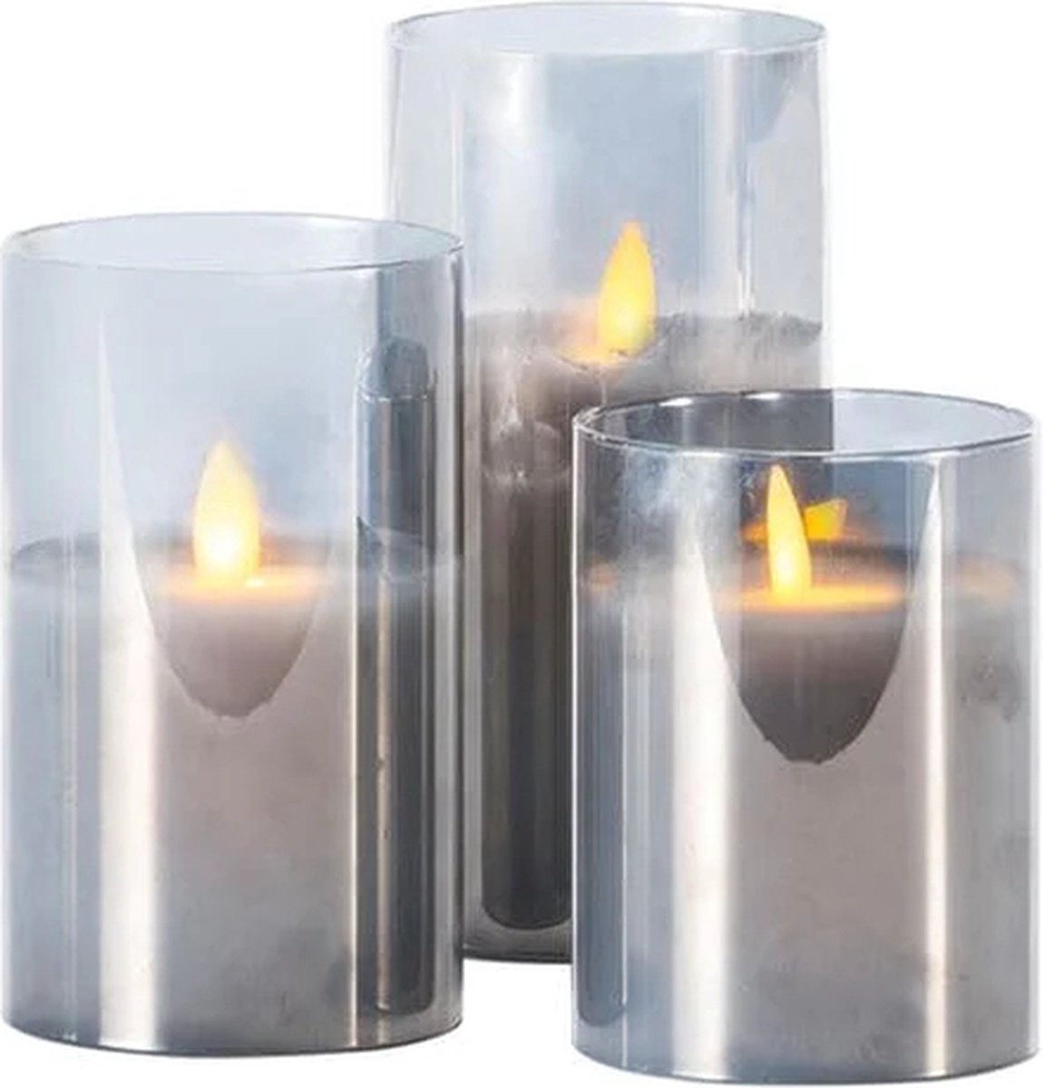 Igoods Kaarsen - LED Kaarsen - Batterij - Nepkaarsen - Set van 3 - Elektrische Kaarsen - 10/12.5/15 cm