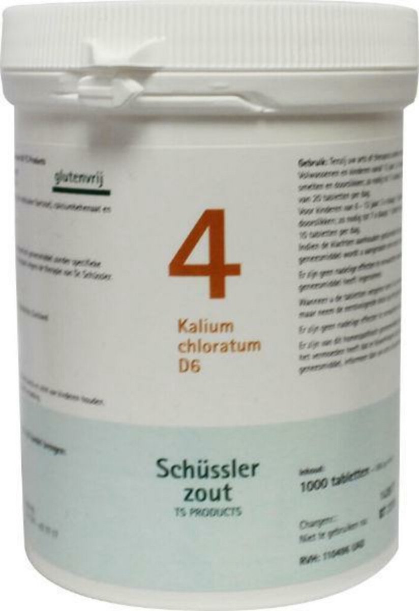 Goedkoopste Pfluger Schussler Zout nr 4 Kalium Chloratum D6 - 1 x 1000 tabletten